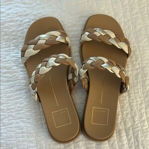 Dolce Vita Braided Sandals in metallic, cream and tan